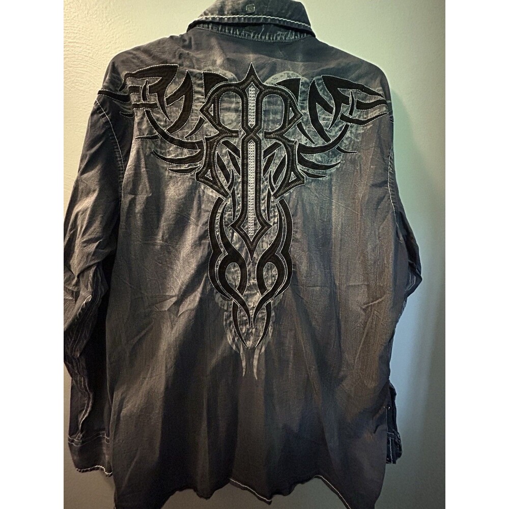 Roar Signature Shirt Men 3XL Embroidered Y2K Western Grunge Rocker Long Sleeve